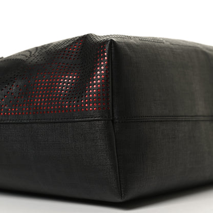 Fendi Zucca Lampo Studded Medium Roll Tote Black Rosso 7 of 10