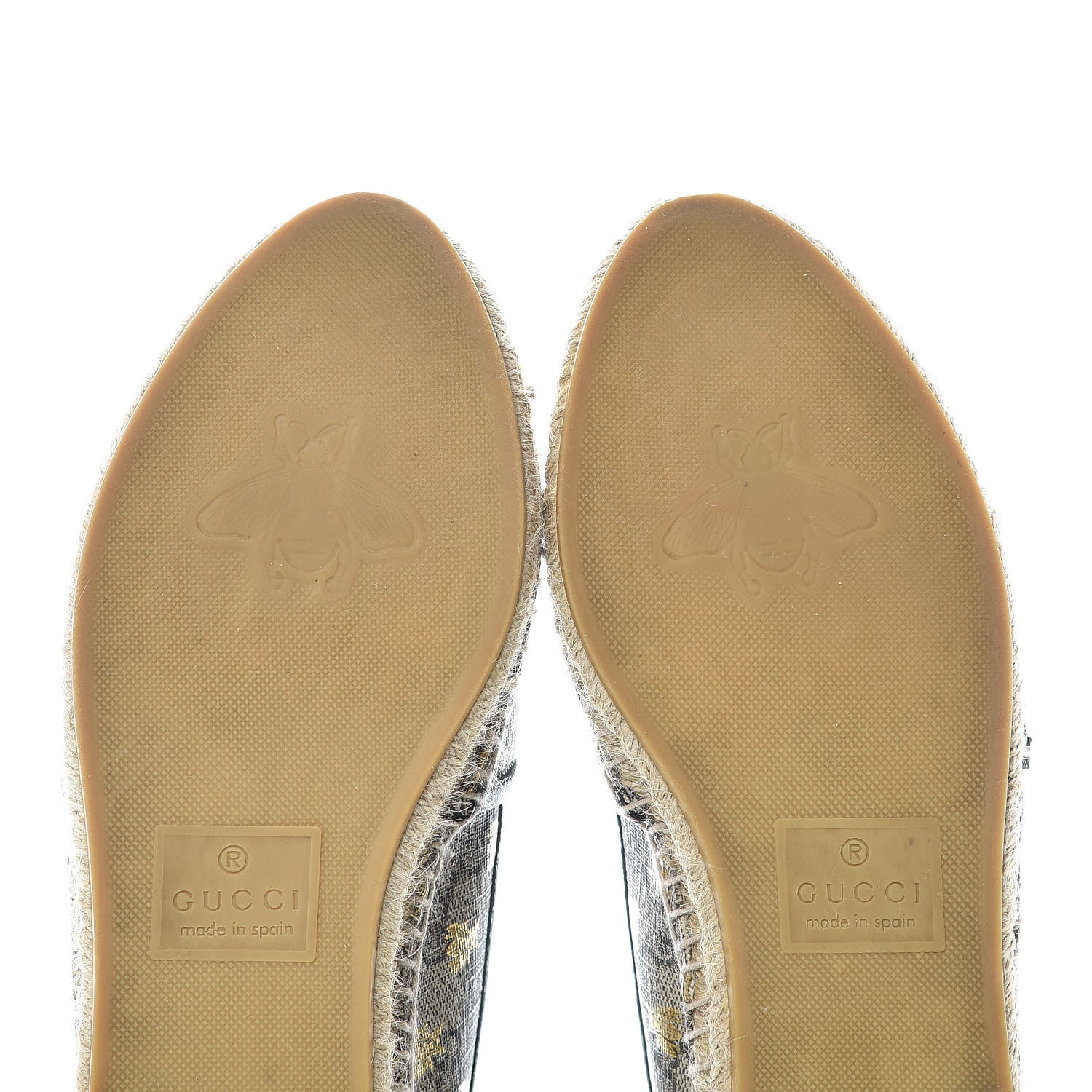 Gucci GG Supreme Monogram Bees Espadrille Flats 38 Beige Ebony Oro Black 11 of 14