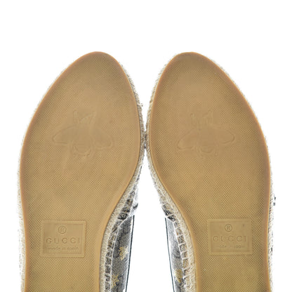 Gucci GG Supreme Monogram Bees Espadrille Flats 38 Beige Ebony Oro Black 11 of 14