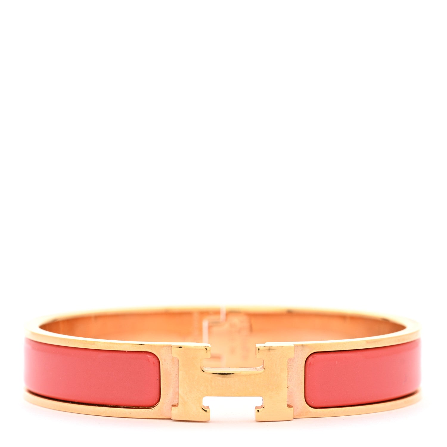 Hermes Enamel Narrow Clic Clac H Bracelet PM Rouge Corail 1 of 5