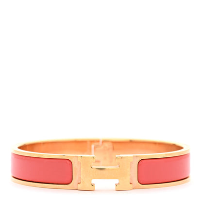 Hermes Enamel Narrow Clic Clac H Bracelet PM Rouge Corail 1 of 5