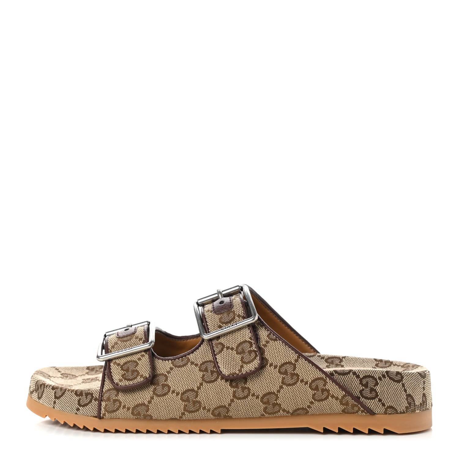 Gucci GG Monogram Lavaredo Eco Fabric Mens Slide Sandals With Straps 6 Beige Ebony Light Brown 1 of 8
