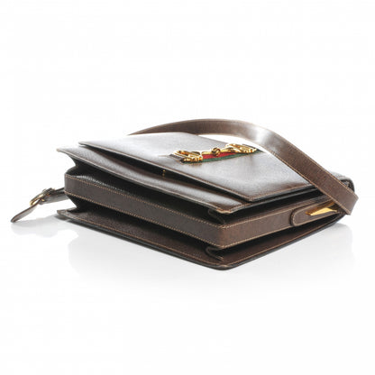 Gucci Calfskin Web Horsebit Shoulder Bag Brown 4 of 6