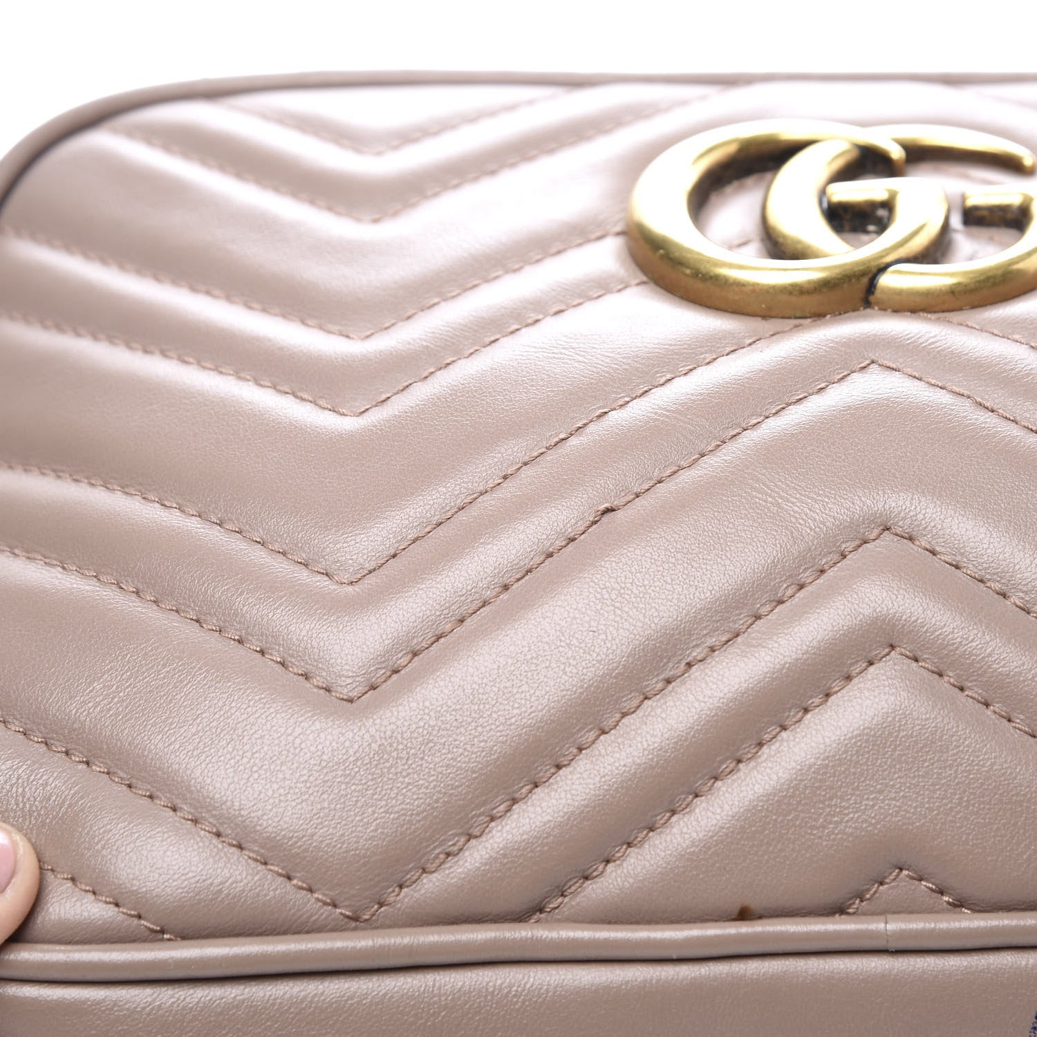 Gucci Calfskin Matelasse Small GG Marmont Chain Shoulder Bag Porcelain Rose 13 of 14