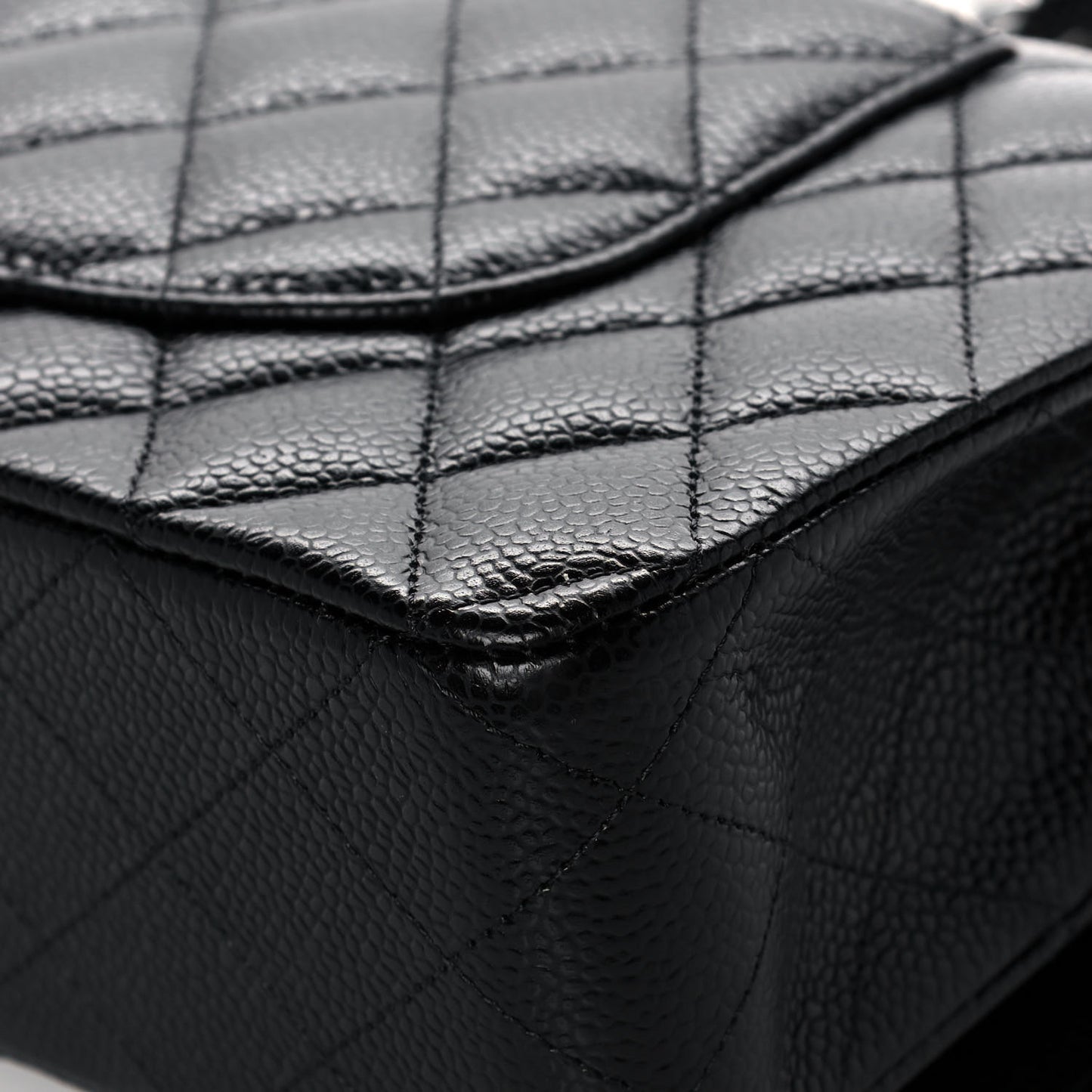 Caviar Quilted Medium Double Flap Black