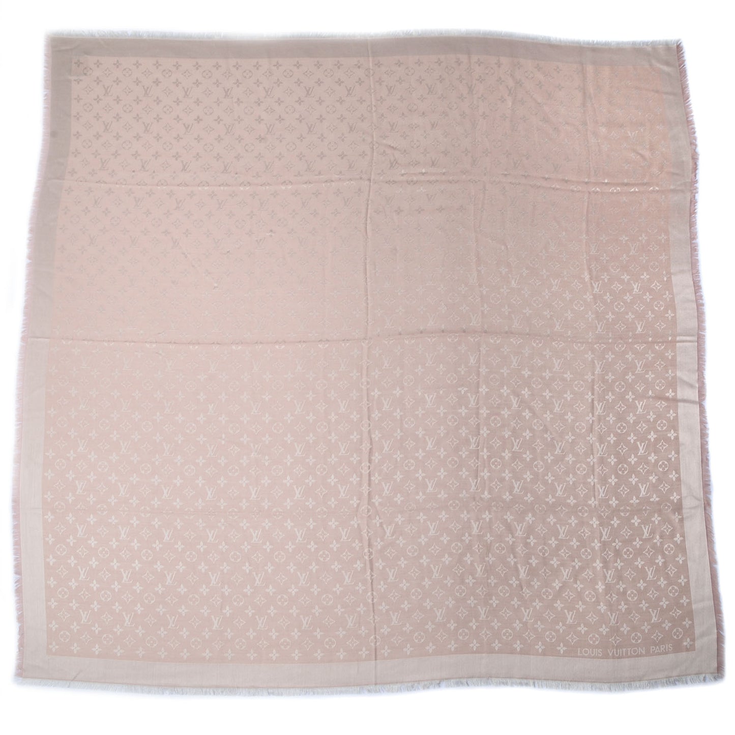 Silk Wool Monogram Denim Shawl Rose