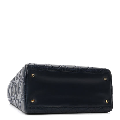 Christian Dior Lambskin Cannage Medium Lady Dior Navy Blue 3 of 9