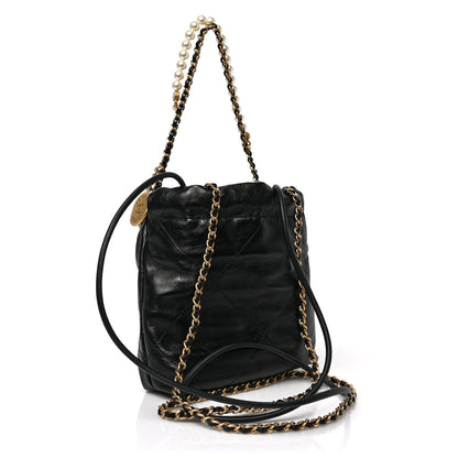 Chanel Shiny Crumpled Calfskin Quilted Pearl Mini Chanel 22 Black 3 of 9