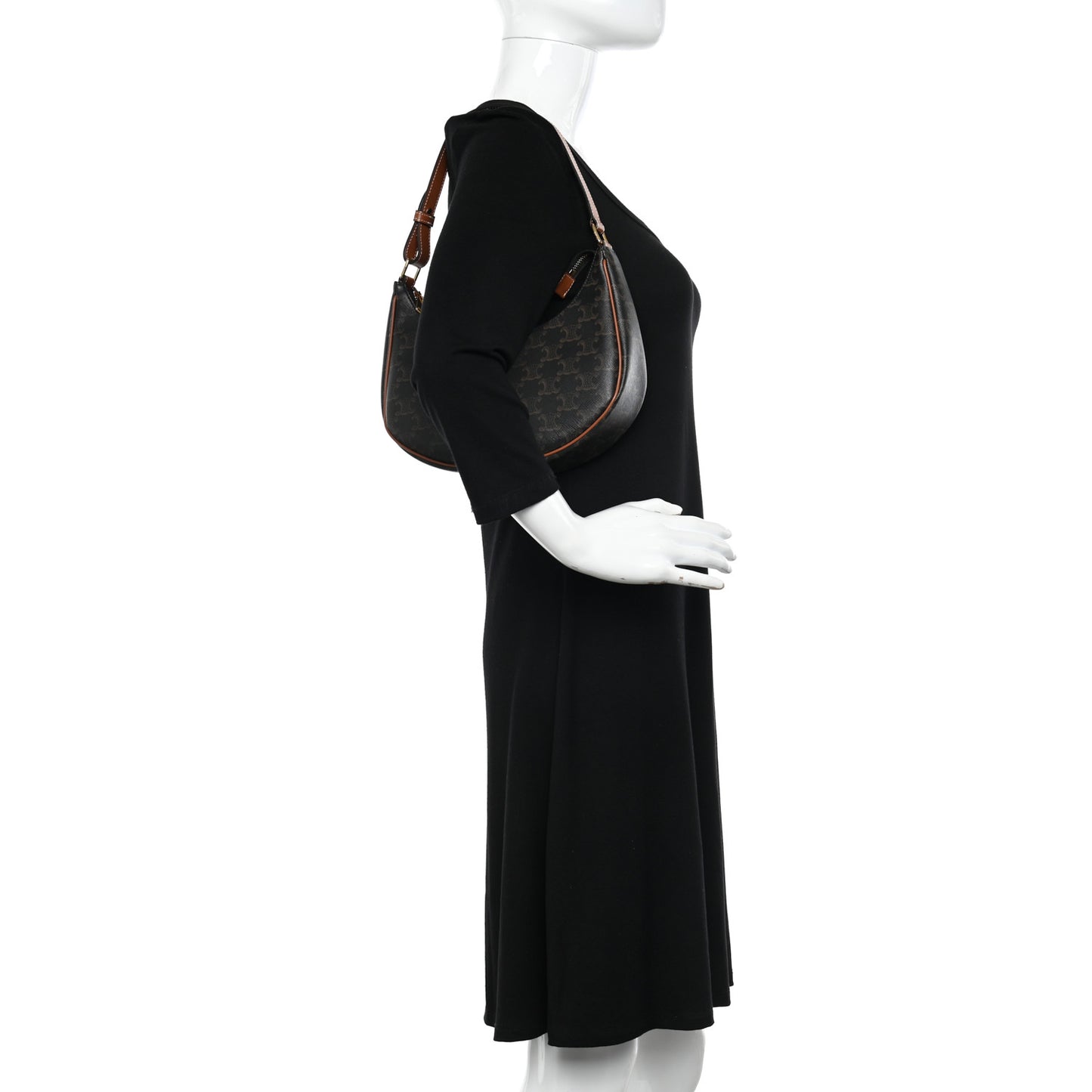 Triomphe Canvas Calfskin Ava Shoulder Bag Tan