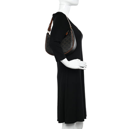 Celine Triomphe Canvas Calfskin Ava Shoulder Bag Tan 2 of 11