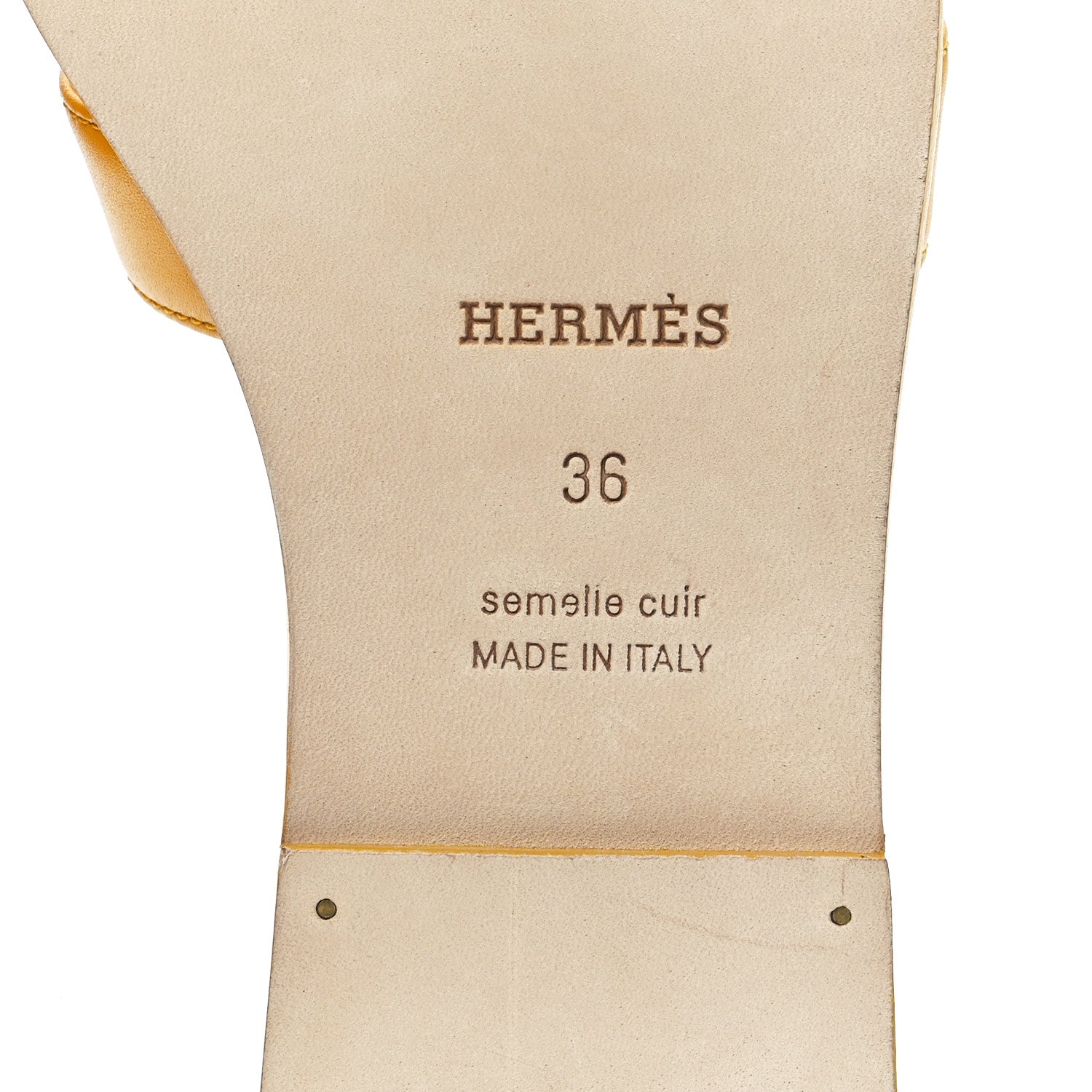 Hermes Calfskin Oran Sandals 36 Jaune Topaze 6 of 9