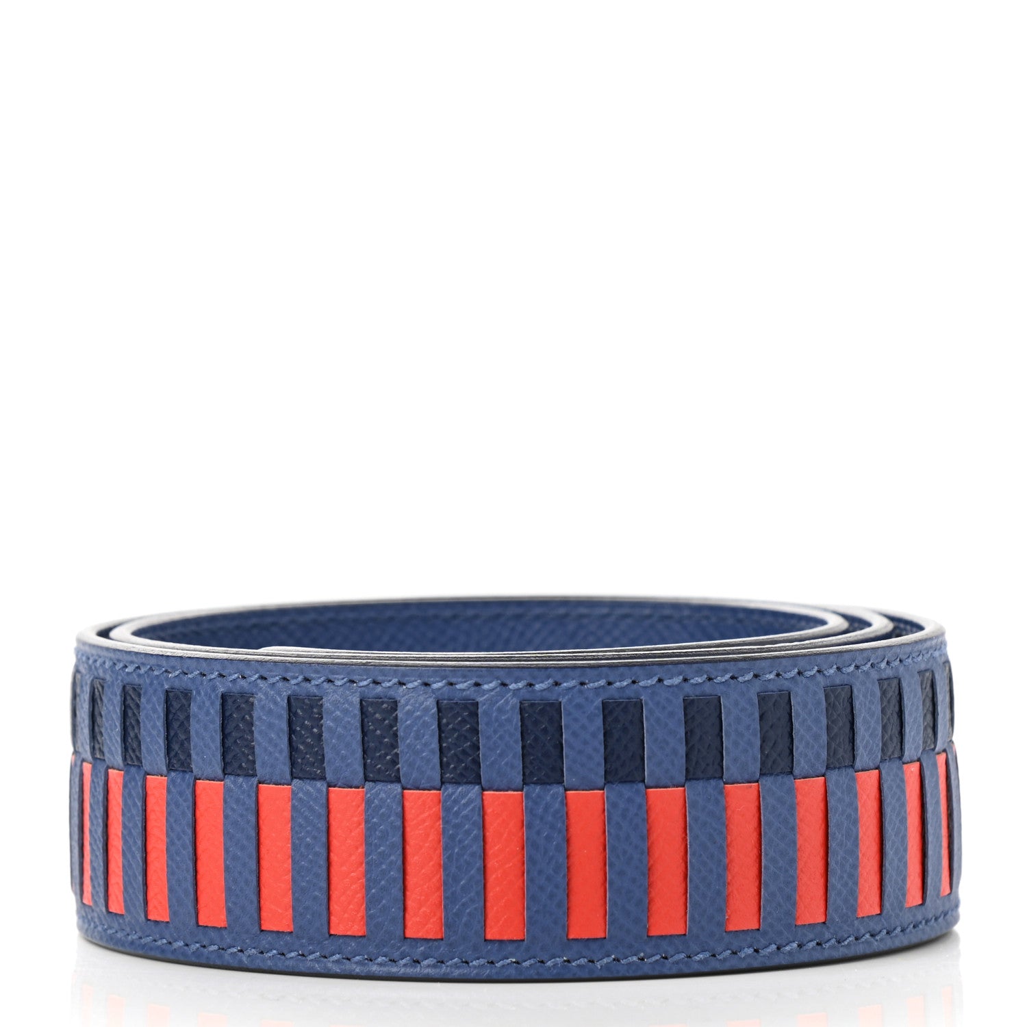 Hermes Epsom 40mm Tressage Shoulder Strap Bleu Brighton Capucine Bleu Saphir 2 of 6
