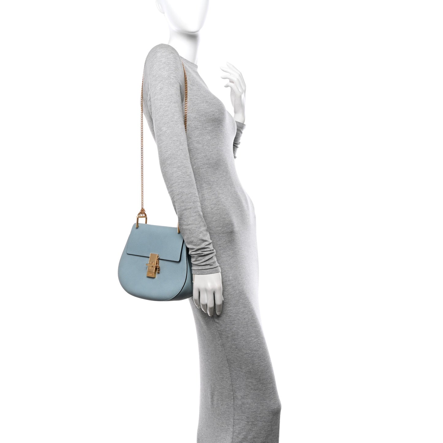 Grained Lambskin Drew Shoulder Bag Fresh Blue