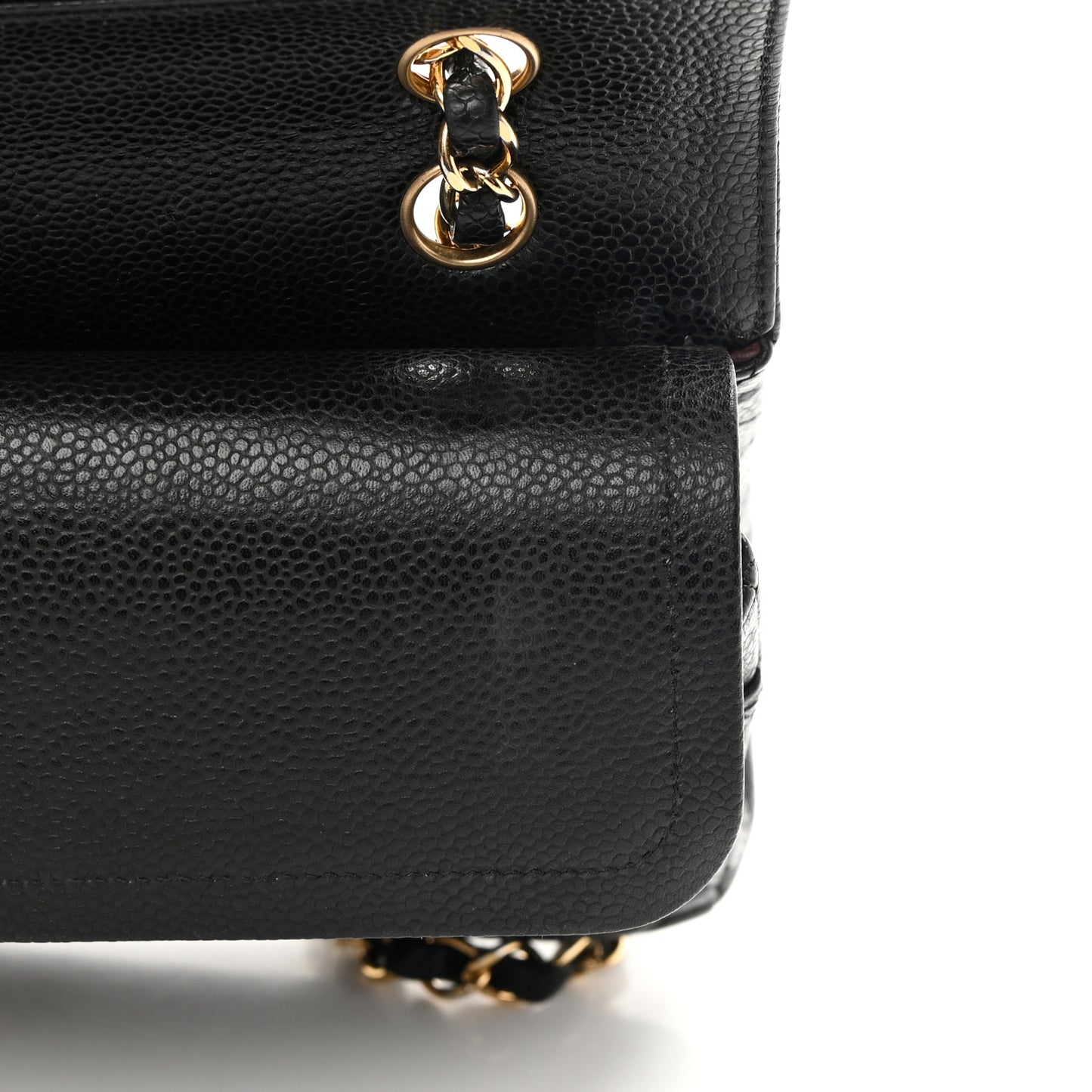 Caviar Quilted Medium Double Flap Black