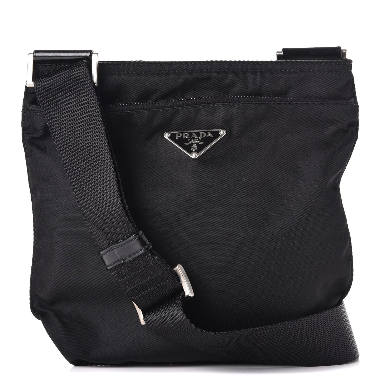 Nylon Vela Flat Messenger Bag Black