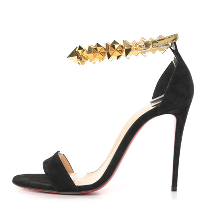 Christian Louboutin Veau Velours Planetava Spike 100 Sandals 36.5 Black 1 of 8
