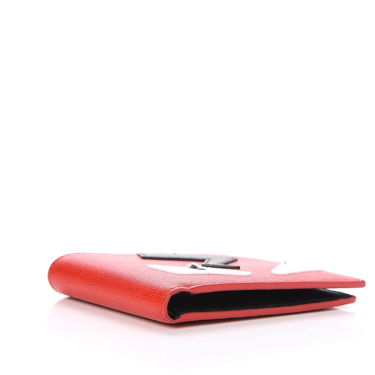 Fendi Vitello Elite Flamingo Lightning Monster Eyes Bi-Fold Wallet Rosso White Black 4 of 8