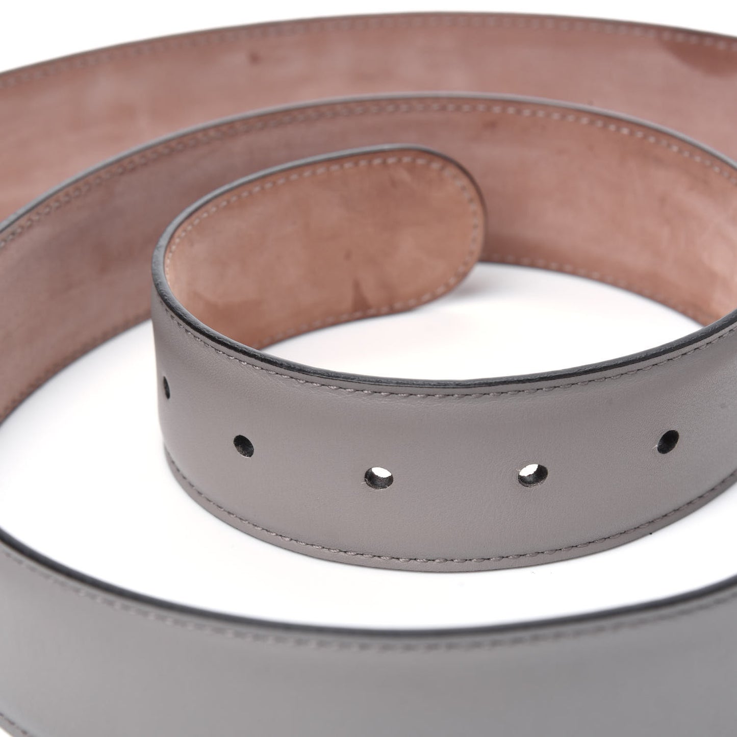 Moon Calfskin Interlocking G 37mm Belt 115 46 Storm Grey