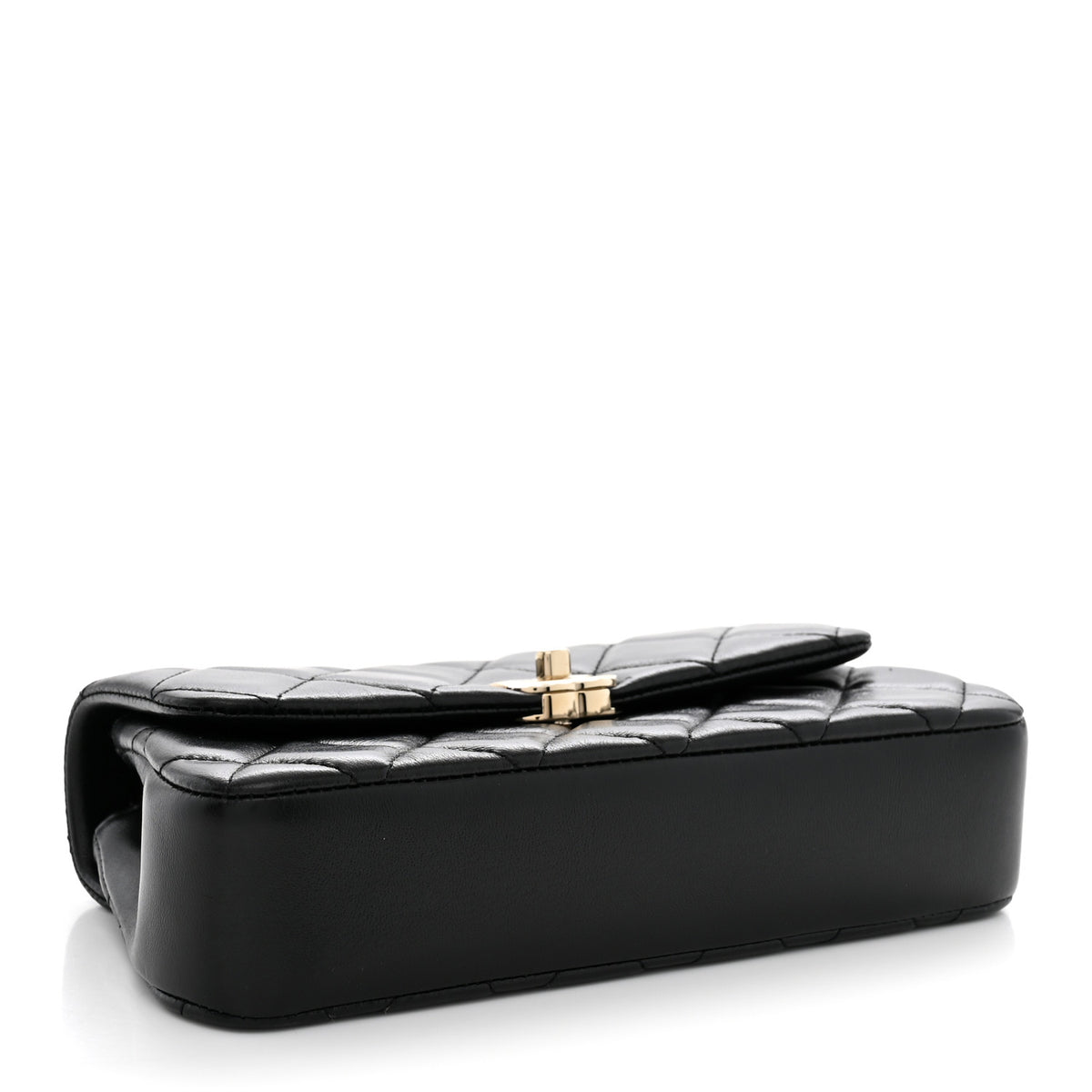 Chanel Lambskin Quilted Rectangular Phone Holder Clutch With Chain Black 4 of 11