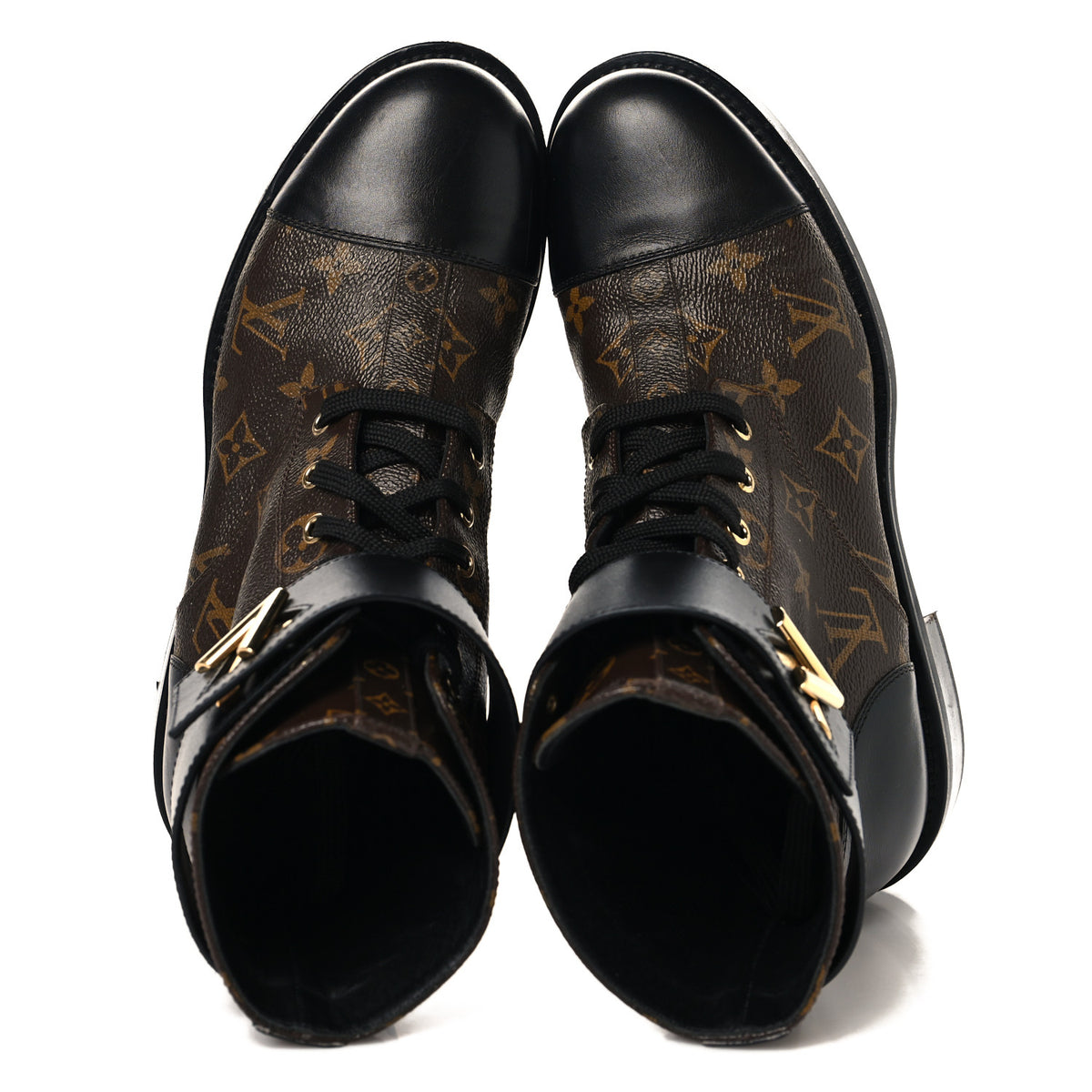 Louis Vuitton Calfskin Monogram Wonderland Flat Ranger Boots 40.5 Black 2 of 9