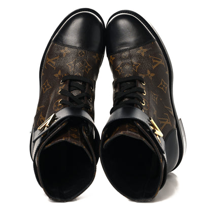 Louis Vuitton Calfskin Monogram Wonderland Flat Ranger Boots 40.5 Black 2 of 9