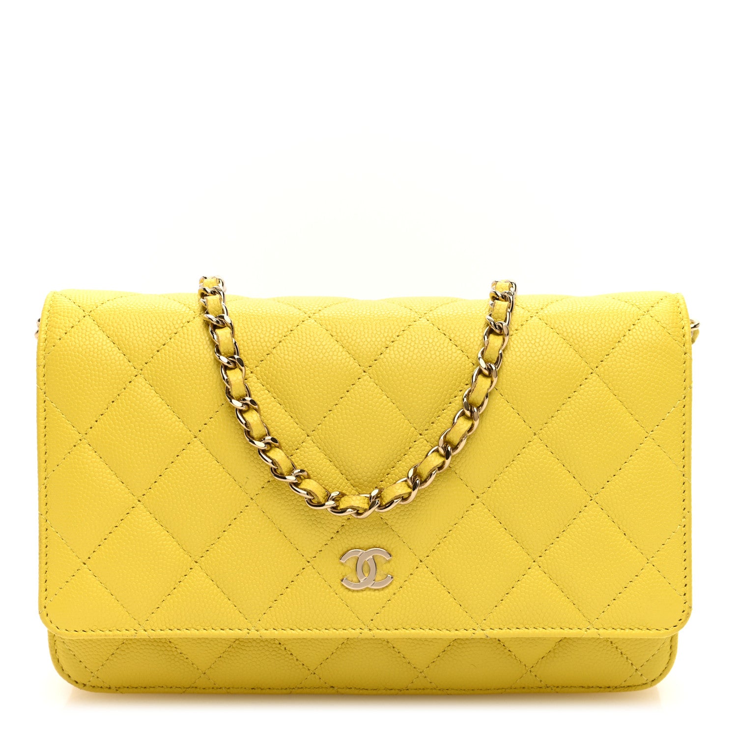 Chanel Caviar Quilted Wallet on Chain WOC Yellow 1 of 10