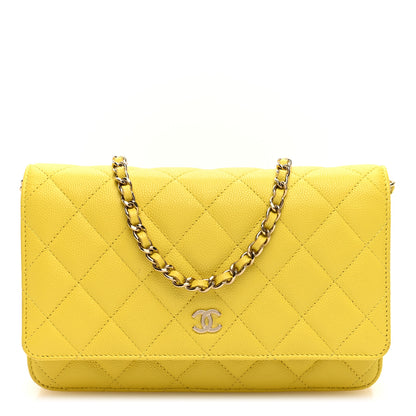 Chanel Caviar Quilted Wallet on Chain WOC Yellow 1 of 10