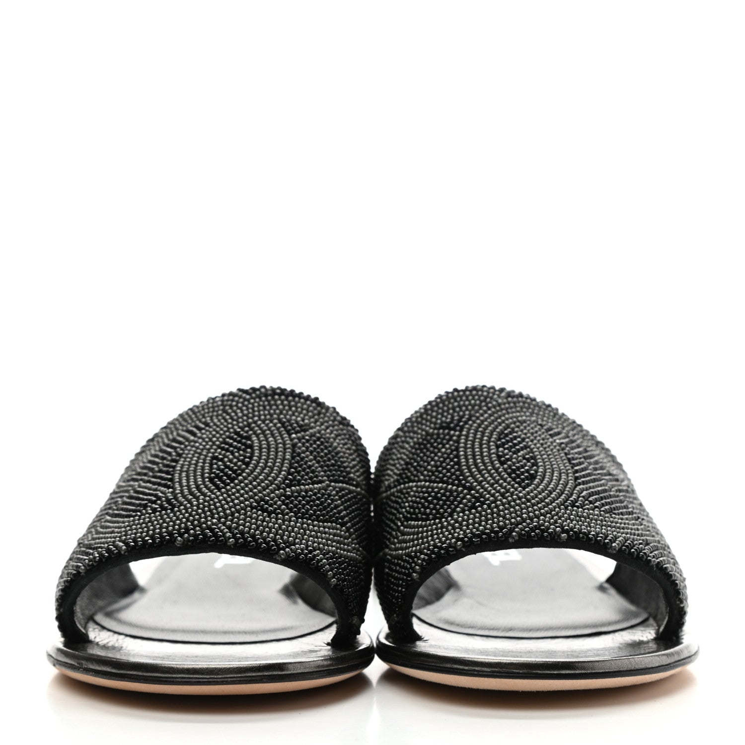 Chanel Pearl Embroidery CC Mules 35 Black Grey 2 of 10
