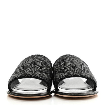 Chanel Pearl Embroidery CC Mules 35 Black Grey 2 of 10