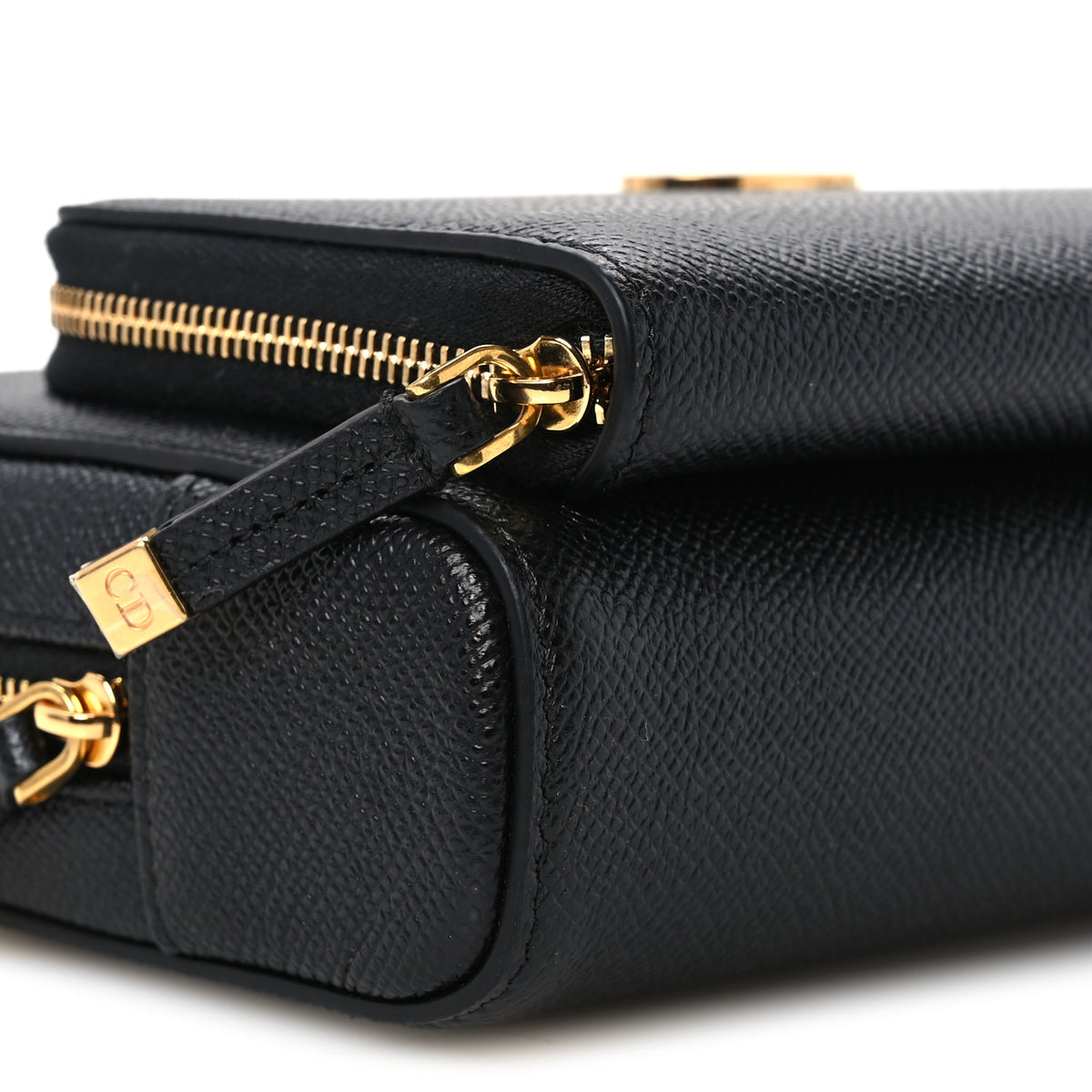 Grained Calfskin Caro Double Pouch Black