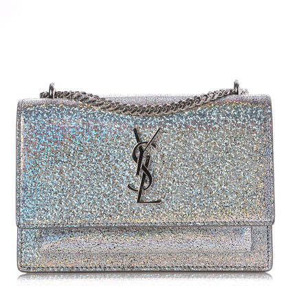 Saint Laurent Metallic Crackled Calfskin Monogram Sunset Chain Wallet Star Light 1 of 15