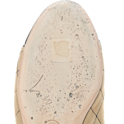 Chanel Kid Suede Quilted Mules 38 Beige Black 11 of 21
