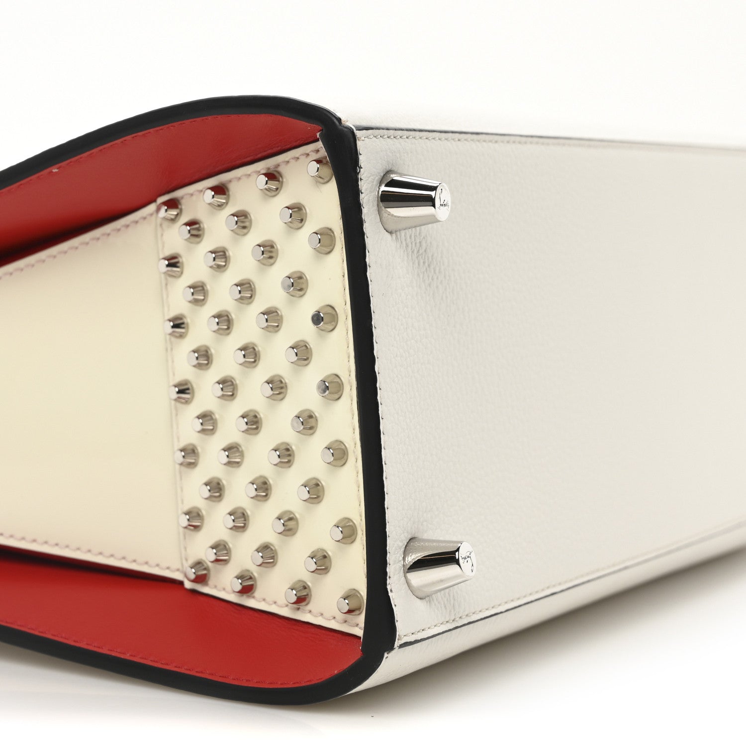 Christian Louboutin Calfskin Empire Studded Medium Paloma Snow 8 of 9