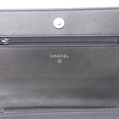 Chanel Goatskin Camellia Embossed Wallet On Chain WOC Grey 6 of 14