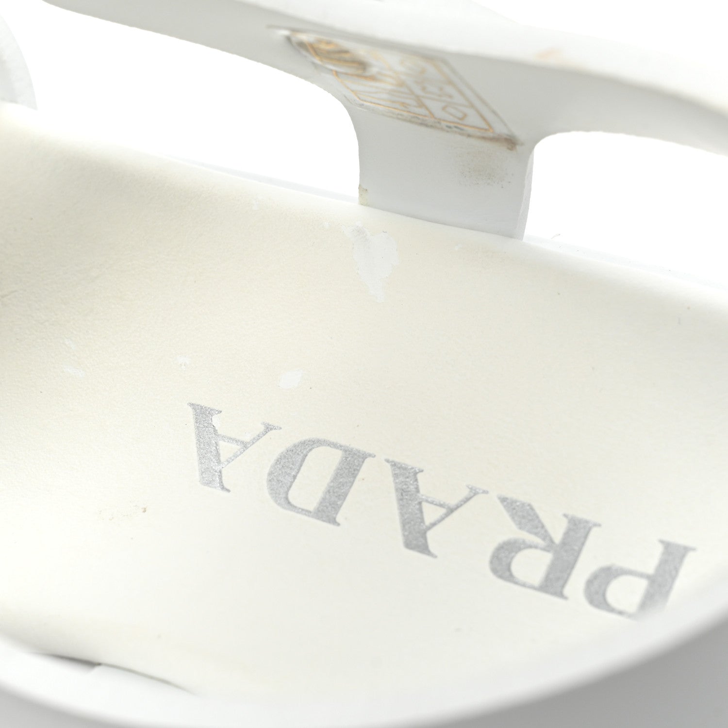 Prada Foam Rubber Metal Triangle Logo Monolith 55mm Cage Sandals 40 White 10 of 12