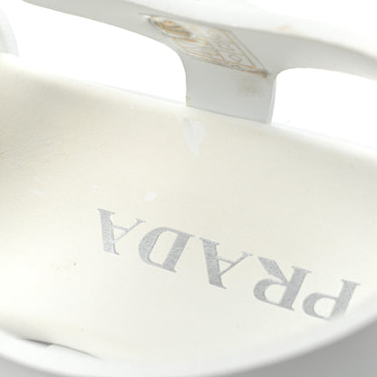 Prada Foam Rubber Metal Triangle Logo Monolith 55mm Cage Sandals 40 White 10 of 12