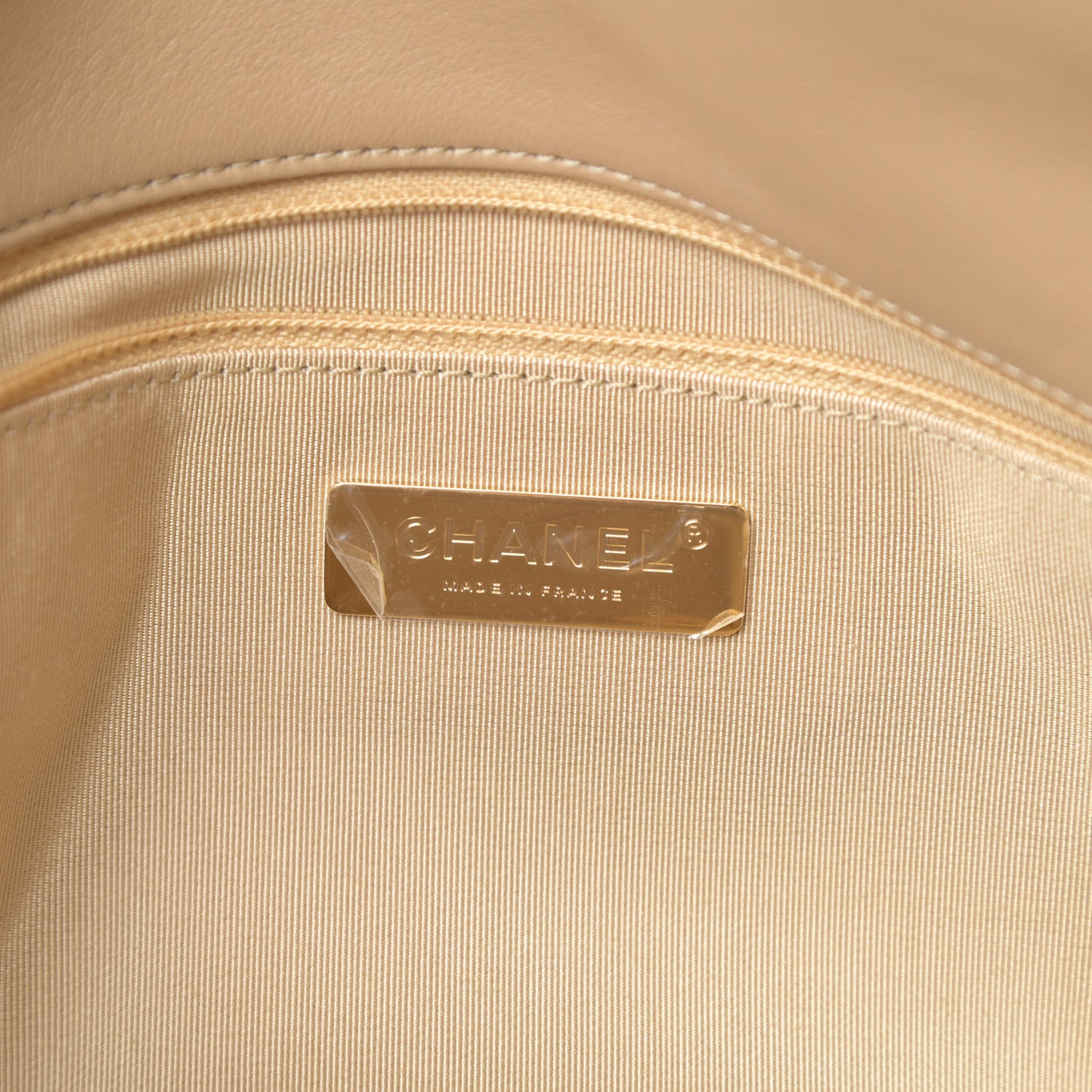 Lambskin Quilted Large Chanel 19 Flap Dark Beige