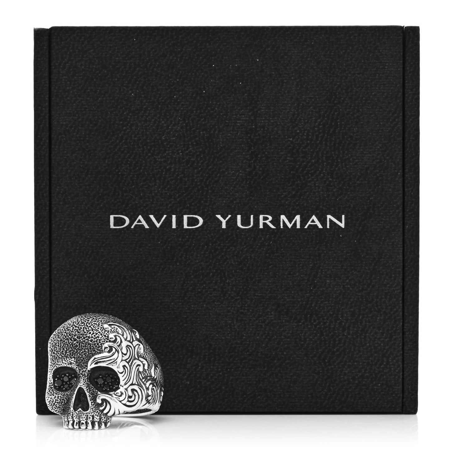 Sterling Silver Black Diamond Waves Skull Ring 62 10