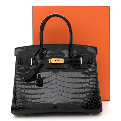 Hermes Shiny Niloticus Crocodile Birkin 30 Black 11 of 11