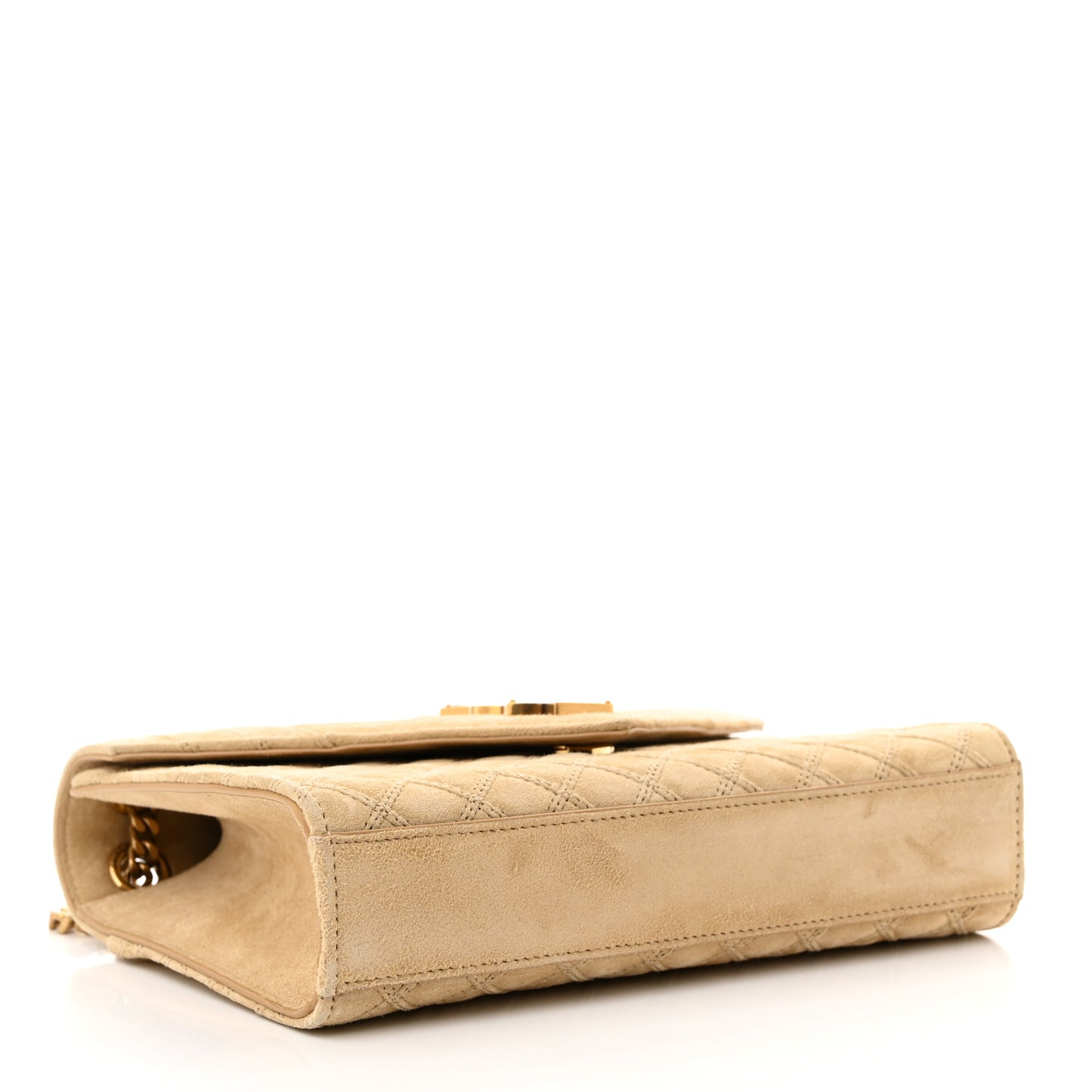 Suede Mixed Matelasse Triquilt Medium Monogram Envelope Satchel Sea Salt
