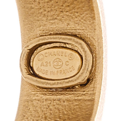 Chanel Crystal Pearl CC Hoop Drop Earrings Gold 4 of 4