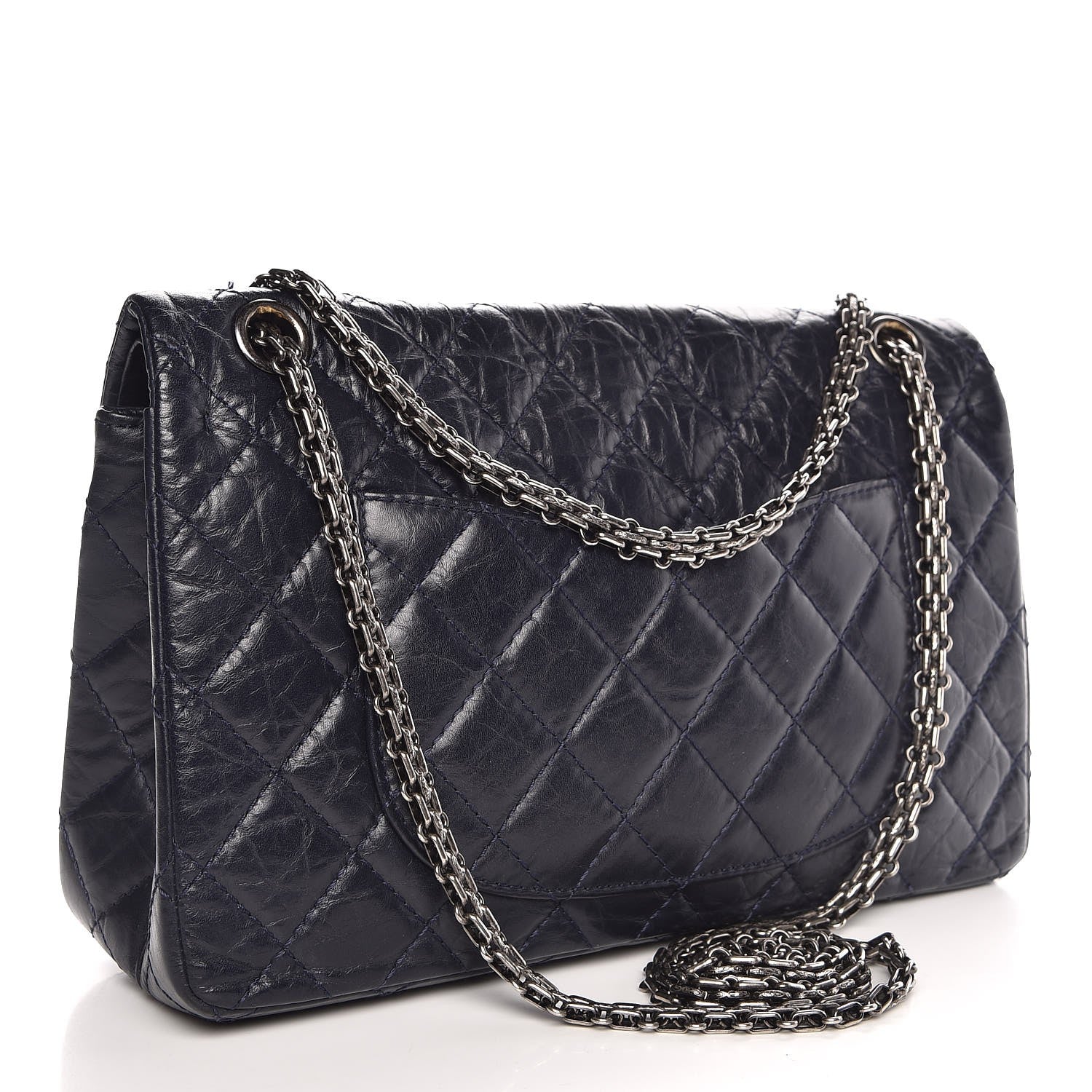 Chanel Aged Calfskin Quilted 2.55 Reissue 226 Flap Navy Blue 3 of 10