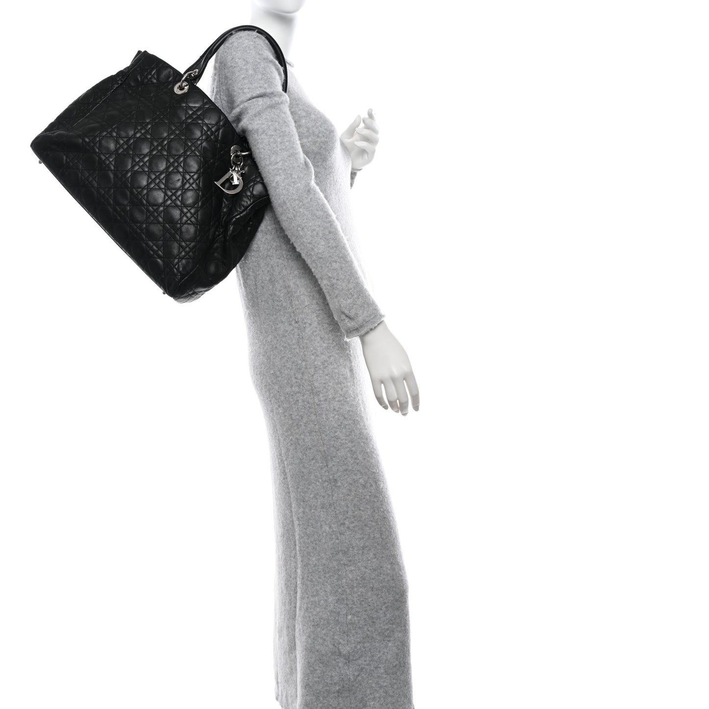 Lambskin Cannage Large Soft Lady Dior Shopping Tote Black