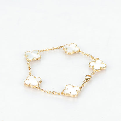 Van Cleef & Arpels 18K Yellow Gold Mother of Pearl 5 Motifs Vintage Alhambra Bracelet 3 of 7