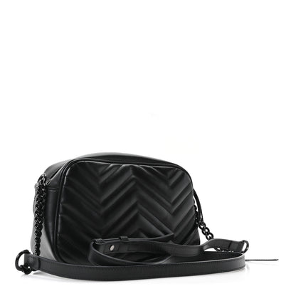 Gucci Calfskin Matelasse Monochrome Small GG Marmont Chain Shoulder Bag Black 3 of 10