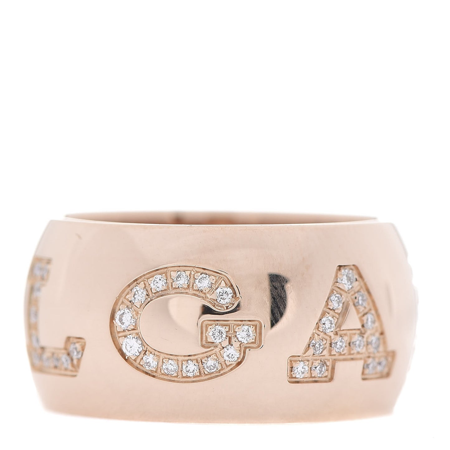 18K Rose Gold Diamond BVLGARI Monologo Ring 53 6.25