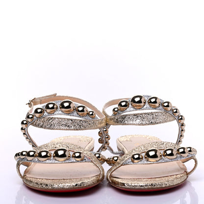 Christian Louboutin Specchio Vintage Galeria Flat Sandals 39 Platine Light Gold 5 of 11