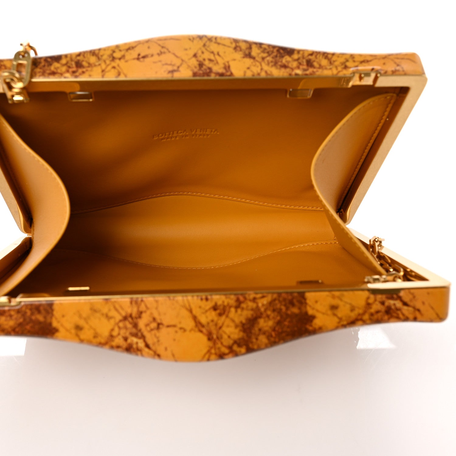 Bottega Veneta Spazzolato Calfskin Chain Clutch Gold Marble 5 of 8