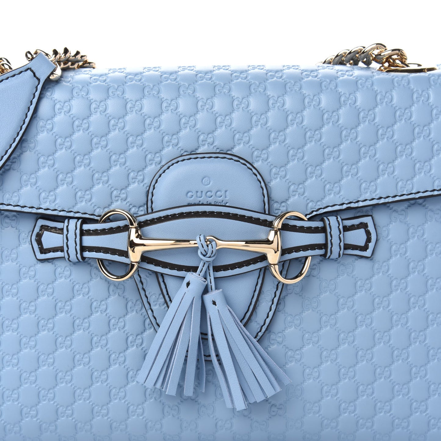 Microguccissima Medium Emily Chain Shoulder Bag Mineral Blue