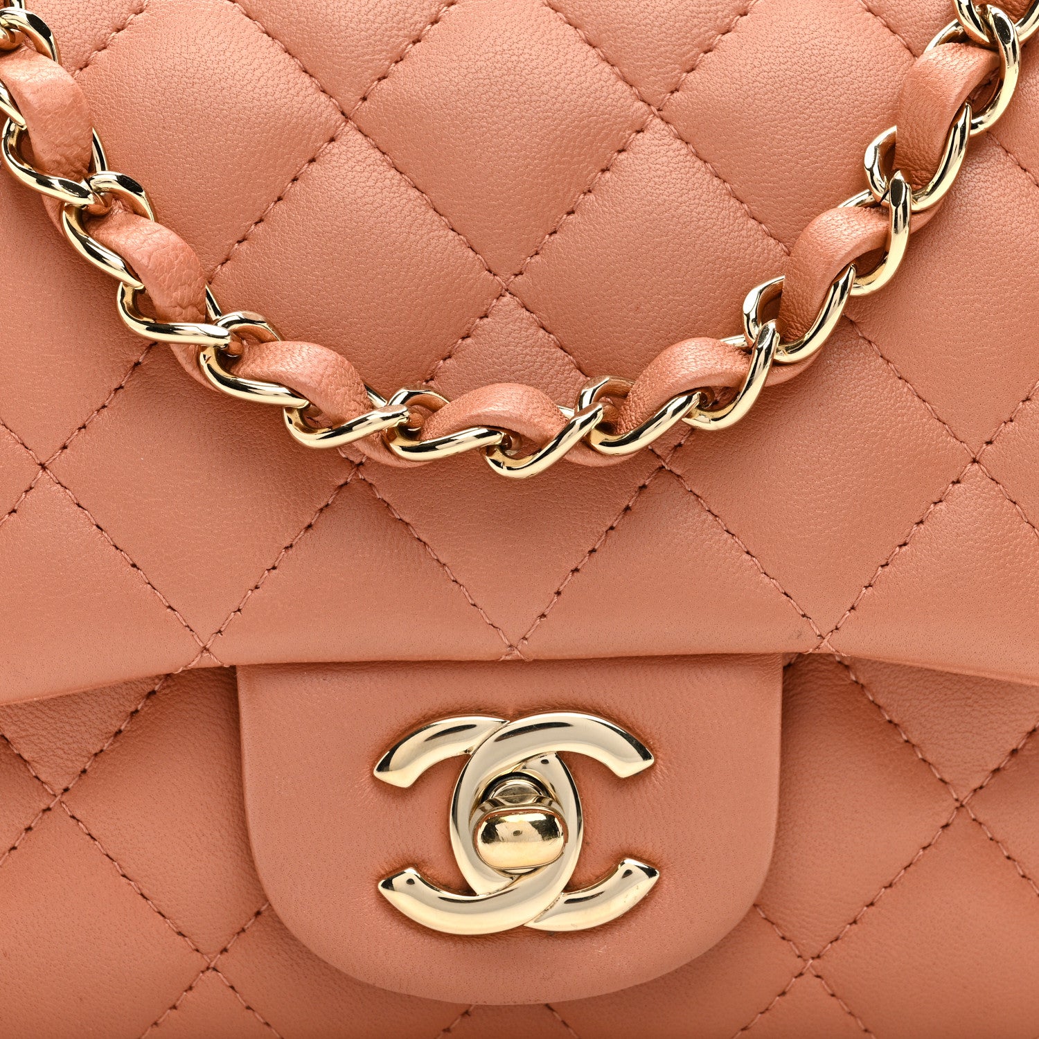 Chanel Lambskin Quilted Mini Square Flap Dark Beige 8 of 12